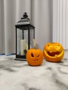 Halloween spooks. Carved jack-o'-lantern orange pumpkins Royalty Free Stock Photo