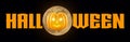 Halloween - A spooky Halloween banner with a full moon, a scary pumpkin with glowing eyes, set against a Black background