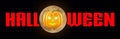 Halloween - A spooky Halloween banner with a full moon, a scary pumpkin with glowing eyes, set against a Black background