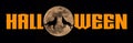 Halloween - A spooky Halloween banner with a full moon and wolves howling, set against a Black background