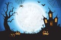 Halloween Spooky Blue Vector Scene Background 1