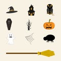 Halloween spooky element design collection. Halloween scary party element vector design on an off-white background. Halloween Royalty Free Stock Photo