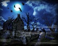 Halloween Spooky Graveyard Royalty Free Stock Photo