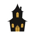 Halloween spooky home silhouette design with yellow and dark black color shade. Scary home vector design on a white background. Royalty Free Stock Photo
