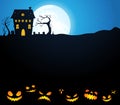 Halloween spooky House in the dark blue night Royalty Free Stock Photo