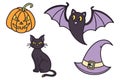 Halloween spooky icon set featuring pumpkins ghosts and bats ideal for microstock and digital Halloween projects Royalty Free Stock Photo