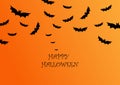 Halloween Spooky Nighttime Scene Horizontal Background, orange halloween banner.