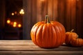 Halloween spooky pumpkin scary background with haunted house and full moon Royalty Free Stock Photo