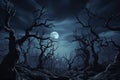 Halloween spooky pumpkin scary background with haunted house and full moon Royalty Free Stock Photo