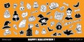 Halloween sticker pack. Happy Halloween illustrations set with cut outline for stickers Royalty Free Stock Photo