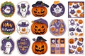 Halloween sticker pictures with ghost pumpkins and ghost friends