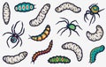 Halloween sticker spider and worm for children