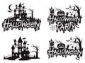 Halloween stickers and labels black color illustration