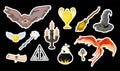 Halloween stickers. Magic items for Halloween. Magic and witchcraft. Hogwarts school of magic. Harry Potter