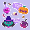 halloween stickers with pumpkin witch vector illustration Royalty Free Stock Photo