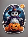 Halloween stickers wearing like a witch Royalty Free Stock Photo