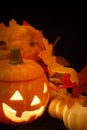 Halloween still life with ceramic jack-o-lantern