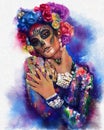 Halloween sugar skull girl