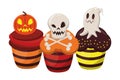 Halloween sweet cupcakes bakery icons