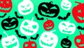 HALLOWEEN symbol background template design -White black red silhouette of scary carved luminous cartoon pumpkins and bats Royalty Free Stock Photo