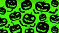 HALLOWEEN symbol background template design -White silhouette of scary carved luminous cartoon pumpkins and bats isolated on neon Royalty Free Stock Photo