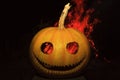 Halloween symbol and fire behind