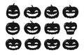 Halloween symbol. Pumpkin icon set. Silhouette vector Royalty Free Stock Photo