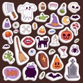 Halloween Night creepy symbols icons vector collection illustration Royalty Free Stock Photo