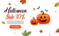 Halloween template banners sale in Flat modern style. Royalty Free Stock Photo