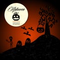 Halloween text: full moon pumpkin spooky cemetery EPS10 file. Royalty Free Stock Photo