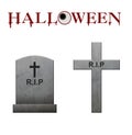 Halloween text and gravestones and paths on white background,blo