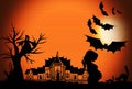 Halloween in Thai traditional style with Mae nak phra khanong ghost . Royalty Free Stock Photo