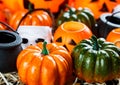 Halloween and thankgiving decoration: pumpkins, lanterns