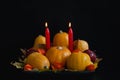 Halloween thanksgiving autumn still life composition pumpkins ap Royalty Free Stock Photo