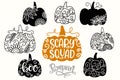 Halloween Thanksgiving Swirly Decorative Pumpkins Silhouettes