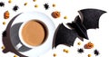 Halloween theme with a cup of coffee Royalty Free Stock Photo