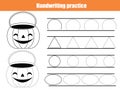Halloween theme Handwriting practice sheet. early education worksheet for kids and toddlers. Printable Children activity
