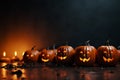 Halloween themed backdrop with eerie melons, ideal for adding text Royalty Free Stock Photo