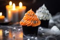 halloween themed cupcakes with ghost frosting Royalty Free Stock Photo