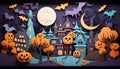 Halloween-Themed Delights for Spooky Celebrations in Papercraft style illustration. Generative AI