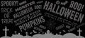 Halloween spooky banner. Halloween theme with different texts. Text banner halloween with gravyard. Royalty Free Stock Photo