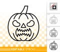 Halloween thin line icon pumpkin face vector sign. Royalty Free Stock Photo