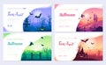 Halloween time brochure card set. Landscape template of flyear, web banner, ui header, enter site. Layout invintation