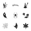 Halloween time icon set, simple style Royalty Free Stock Photo