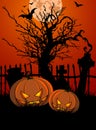 Halloween Tombstone and Pumpkins Royalty Free Stock Photo