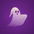 Halloween Transparent White Scary Ghost Flying With Purple Background Illustration Royalty Free Stock Photo