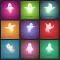 Halloween transparent white scary ghost template vector illustration Royalty Free Stock Photo