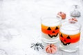 Halloween treats for kids - delicious white orange jelly on whit