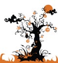 Halloween tree with jack o lantern