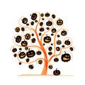 Halloween tree with pumpkins, sketch for your